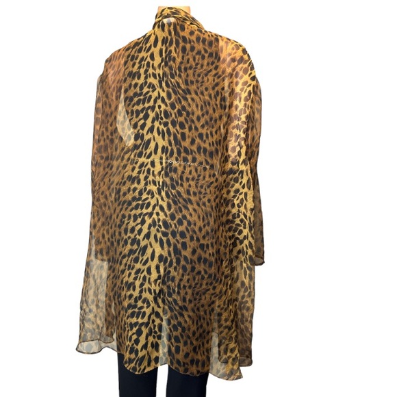 Vintage 90s Night works Surplice Cheetah print top cover up draped  Size 26W - Picture 7 of 17